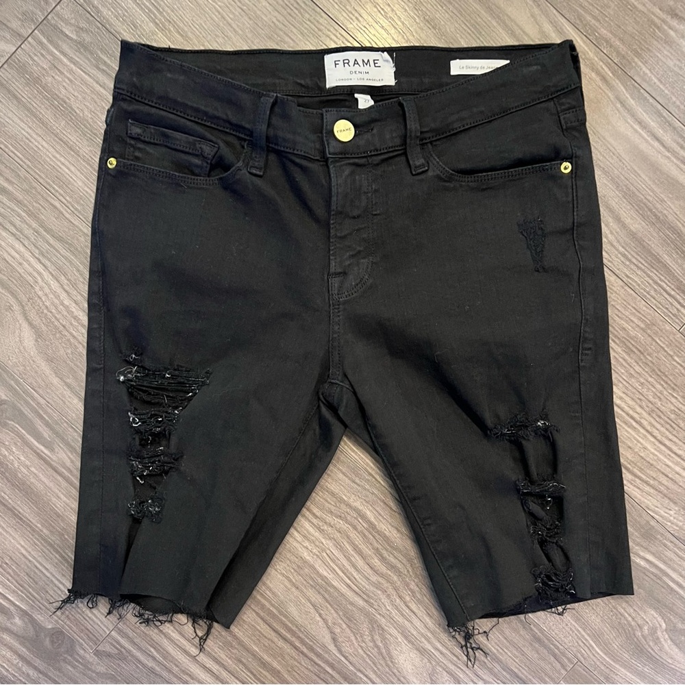 FRAME Le Skinny de Jeanne Denim distressed cutoff Shorts sz 27